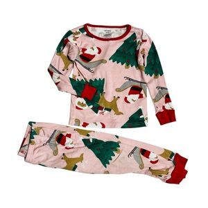 Carter's Pink Pajama Set with Santa and Reindeer
